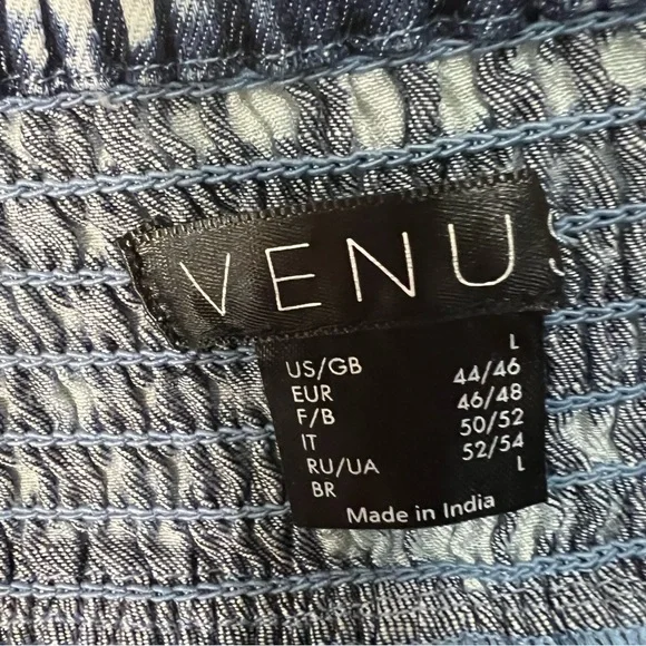 NWT Venus Blue Tie Dye Wash Wide Leg Flare Pants Pull-on Large Long Boho Lagenl - Picture 10 of 11